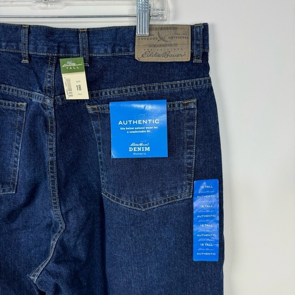 Eddie Bauer 100% Cotton Authentic 16 Tall Long Dark Wash Straight Leg Denim Jean - Picture 4 of 7